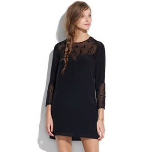 Madewell Black Silk Dress - Mesh and Dot Sequins